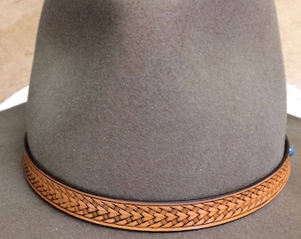 Western Hatband, Hand-made leather hatband, Made in USA. Various hand-tooling available.