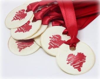 Valentine's Day Tags (Double Layered) - Heart Gift Tags - Wedding Tags - Gift Wrap - Party Favor Tags (Set of 16)