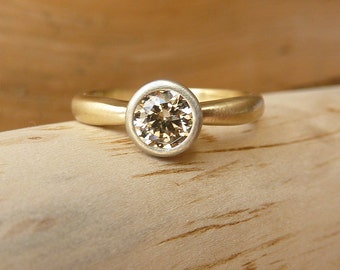 Bezel Set Champagne Diamond Solitaire
