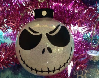 Jack Skellington Glitter Ornaments Nightmare Before Christmas Plastic