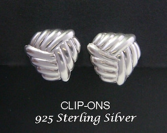 Earrings 027: Sterling Silver Clip-On Earrings in a Weave Design | Beautiful Silver Earrings, Clip-on Earrings Style | Gifts for Women, Mum