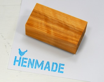 Stencil Font + Chicken HENMADE Olive Wood Stamp