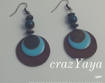 Leather and metal earrings
