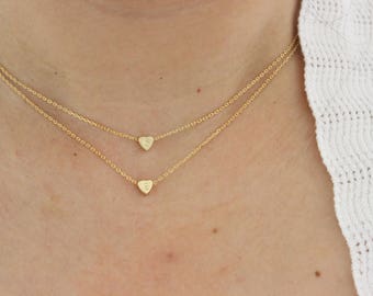 Tiny heart necklace, initial necklace, dainty necklace, delicate necklace, bridesmaid gift, thin gold necklace, child necklace, minimalist