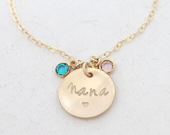 Birthstone Necklace for Grandma - Nana Mother's Day Gift From kids - from granddaughter - from Grandson - from Children - Gigi Necklace