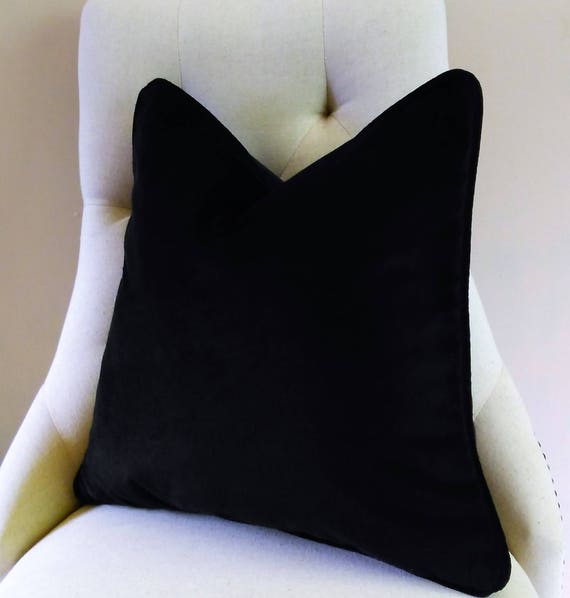 Black Velvet Euro Sham Pillow Cover Knife Edge or Piping 24x24