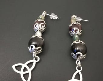 Earrings Gemstones and Triquetra