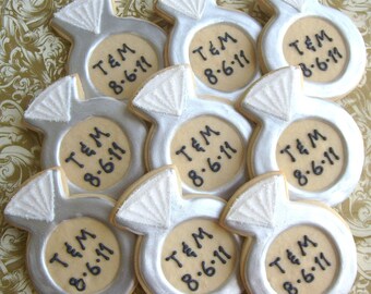 Personalized Diamond Ring Cookies - Diamond Ring Cookie Favors - 1 Dozen