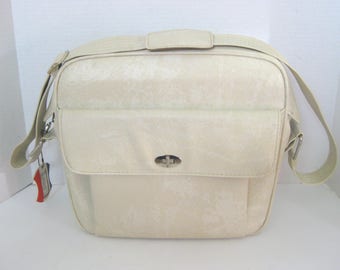 Vintage American Tourister Marbled Ivory Carry On Overnight Bag Luggage Travel