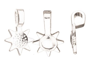 Radian Sun Bail Silver Plated Glue-On Bail 12.2x18.8mm aanraku bail sold per pack of 10