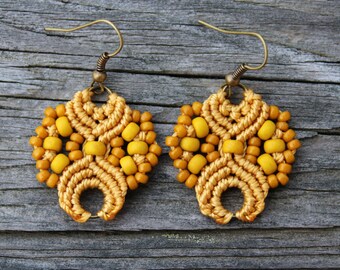 Micro-Macrame Earrings - Mustard