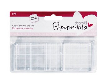 Two Clear Acrylic Blocks, 1.75"x3" & 1.75"x1.75". Clear Stamp Blocks, Clear Acrylic Mounting Blocks, Papermania, Docrafts, New Mount Blocks