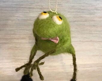 Needle felted frog wool christmas ornament wool new