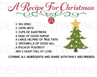 Recipe for Christmas SVG, PNG, PDF, dxf digital file