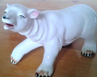 Vintage Porcelain White Polar Bear Figurine