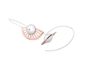 Kinetic Earrings - Sterling silver, copper. One of a kind.