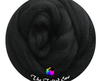 Needle Felting Wool Roving / ES35 Black Panther Carded Wool Sliver