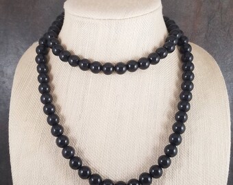 Charcoal Black Long Necklace, Black, Gray, Rope Necklace, Long Necklace, Bead Necklace, Gumball, Strand, Layering Necklace, Black Necklace
