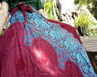 Tribal skirt Hippie skirt Rose clothes Flower skirt Haram skirt Scarlet clothing Boho skirt Bohemian skirt