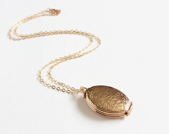 4-Page Oval Gold Locket Necklace