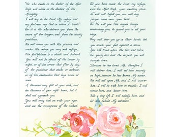 PSALM 23 11X14 Hand Written Calligraphy Collage Art Print