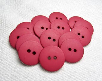 Mulled Magenta: 3/4" (19mm) Matte Dark Pink Buttons - Set of 15 New / Unused Matching Buttons