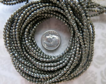 ONE STRAND Teeny 2mm Faceted Iron Pyrite Beads, 15" Strand, Beautiful Matt & Shine Finish