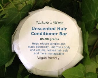 Hair Conditioner Bar, unscented, 85 to 90 grams, vegan friendly