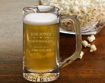 Groomsmen Beer Mug - Personalized 12 oz. Beer Mug - Groomsmen Beer mug - Personalized Beer Mug - Groomsmen Gifts - 1424