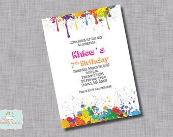 Paint Splatter Birthday Invitation