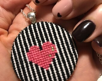Beauty gift cross stitch necklace, Pendant necklaces, Pendant light, Custom necklace