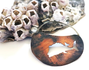 One of a Kind Copper and Silver Trunkfish Necklace