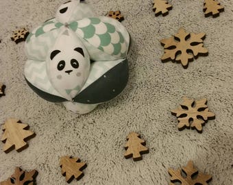 Ball bells pattern Montessori type grip panda and scales - personalized with the name of your little one