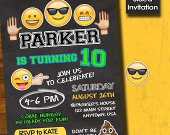 Emoji invitation, emoji party, emoji birthday, boys emoji invitation, teen invitation, girls birthday invitation, emoji thank you cards BK-4