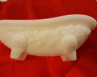 Avon milk glass bathtub soap dish