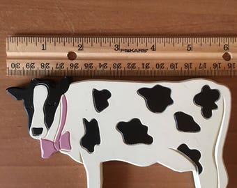6" Plastic Cow Collectible Wall Decoration Made In U.S.A.