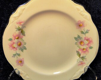 Homer Laughlin Virginia Rose JJ59 Moss Rose Bread Plate 6 1/4" EXCELLENT!