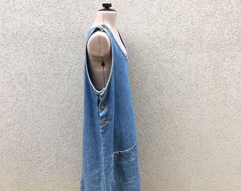 Vintage 90s Blue Denim Jumper Dress, 90s Women's Clothing, Vintage Boho, 90s Grunge, 90s Jean Dress, Made in Canada, Size 10