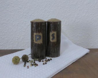 Salt and Pepper Shaker Set - Handmade Stoneware Ceramic Pottery - Burnt Iron Brown and Birch Brown - 4 ounce