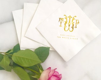 Regality Custom Monogram Custom Foil Letterpress Printed Napkins - for Weddings, Events, and More by Abigail Christine Design