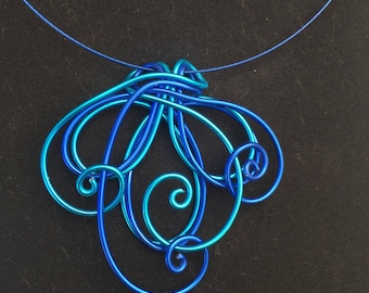 Wire loops and Swirls Necklace