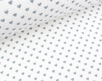 Waffelpiqué Small Hearts Light grey on white (14.90 EUR/meter)