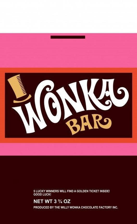 Willy Wonka & le chocolat usine Wonka Bar Wrapper Gene Willy Wonka & le chocolat usine Wonka Bar Wrapper Gene