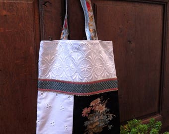 Tote bag, tote bag Baboushka lace inspired Russian Blue
