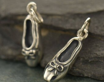 Sterling Silver Ballet Slipper Charm, Ballerina Slipper Charm, Ballet Shoe Charm, Dance Shoe Charm, Dance Charm, Ballerina Ballet Charm
