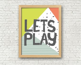 Lets Play Abstract Modern Boys Room Wall Art 8x10 Digital Art Print Playroom Decor Boys room decor Boys nursery wall art printable