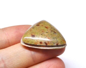 Unakite Grooved Triangle Cabochon Natural Gemstone Macrame Micromacramé Wire Weaving Work Beading - 30.0 x 31.0 mm - 46.7 ct - 170804-12