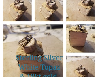 Sterling Silver White Topaz 18kt gold