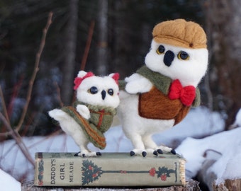 One-of-a-kind Book Owl Needle Felted Soft Sculpture Animal Bird Book by Bella McBride