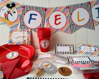 Kit de fiesta /Invitaciones / Toppers / Etiquetas / Imprimible Cumpleaños Mod. Mickey Mouse